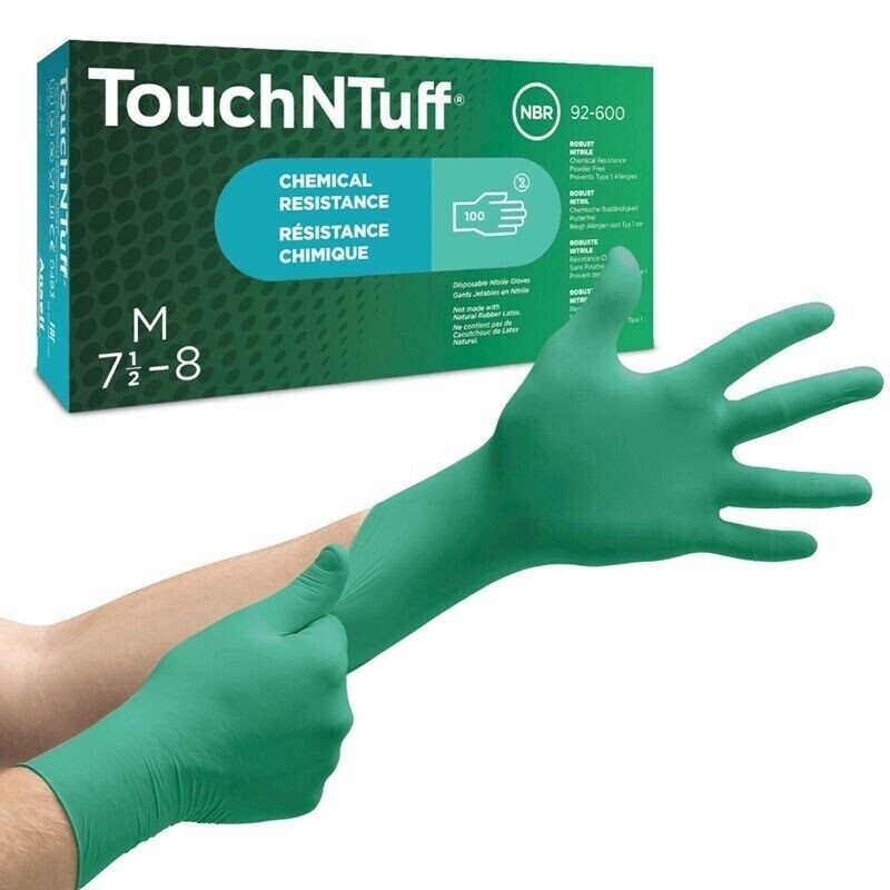Ansell 92-600 Touch N Tuff Teal Nitrile Powder Free S, M, L, XL Box 100 Each