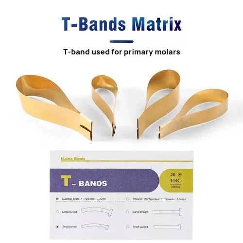 Dental Matrix T Bands Brass Small Large Straight Curved Operatory Restorations