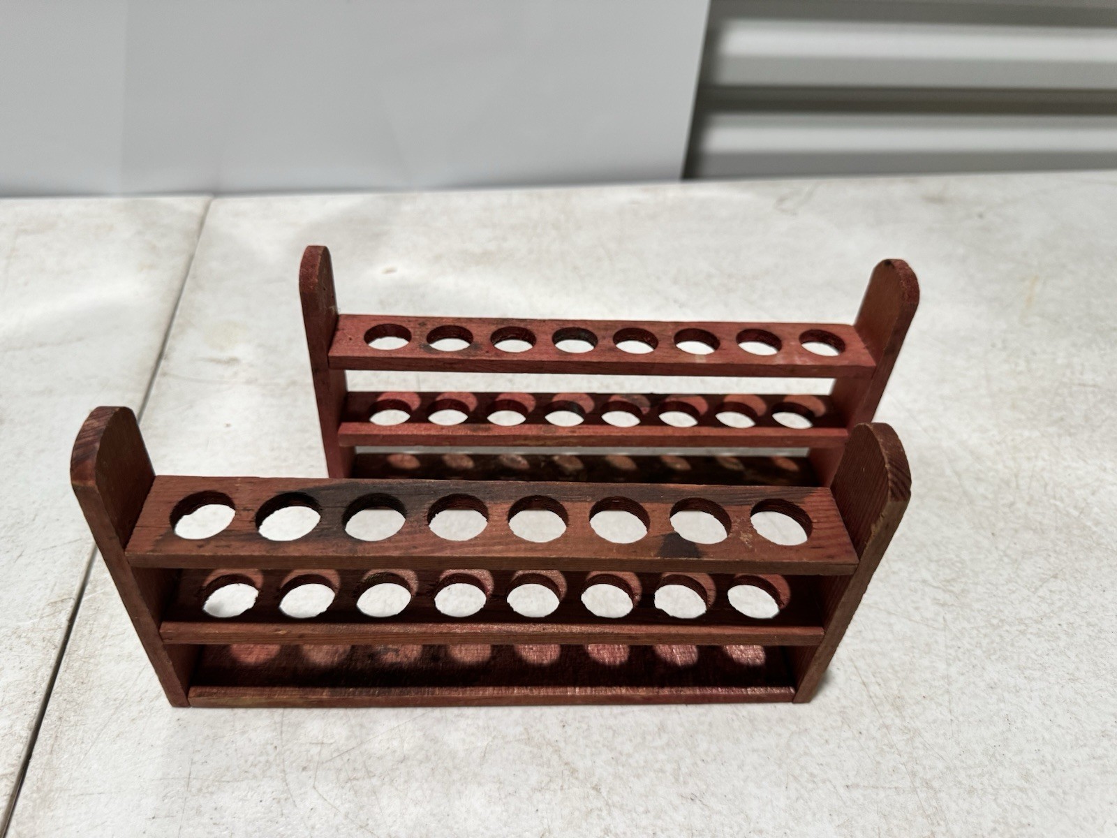 2 Vintage Wooden old school chemistry lab Test Tube Racks Stand Holder for decor