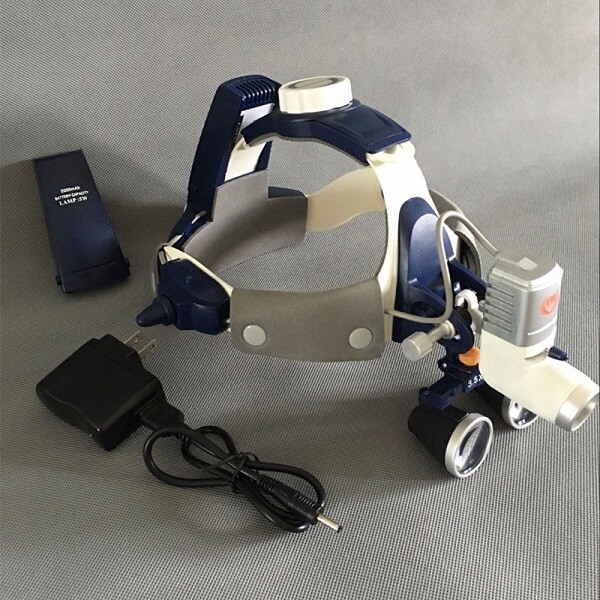 3.5X Binocular Magnifier Medical Loupes + 5W LED Dental Headlight KD-205AY-2