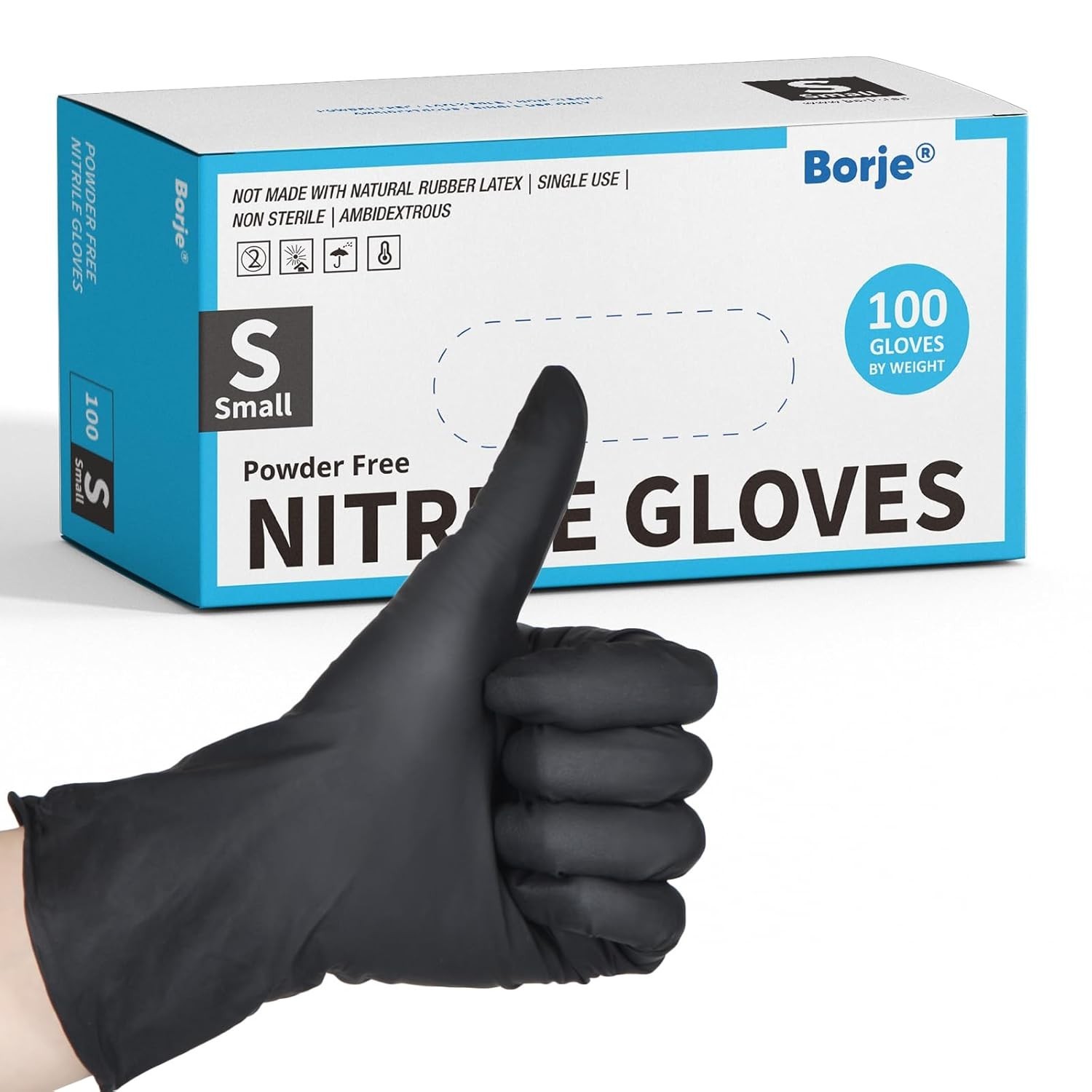 100 Guantes Desechables de nitrilo negro Sin Látex ,sin Polvo
