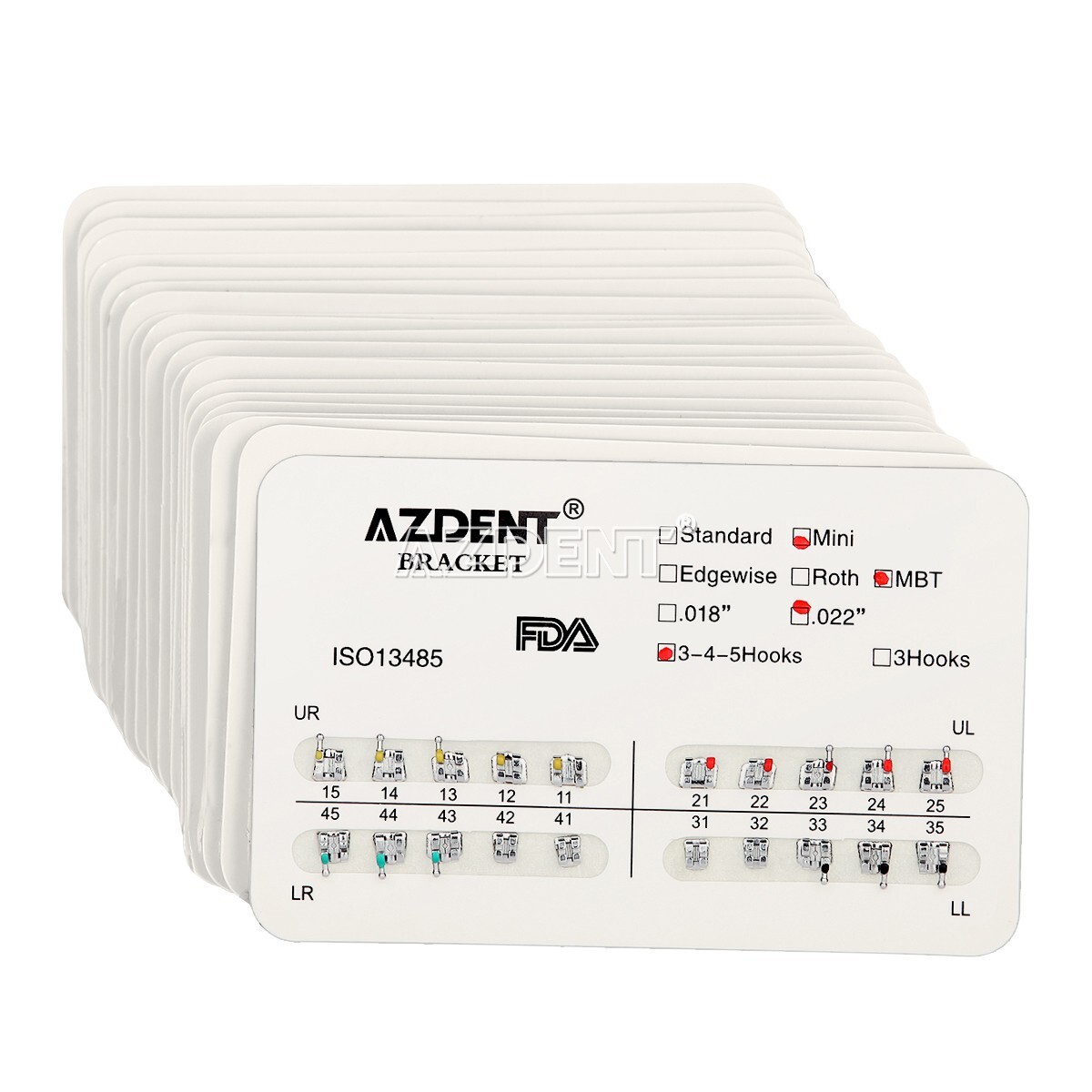 10X AZDENT Dental Orthodontic Brackets Braces Mini MBT Slot.022 Hooks 3-4-5