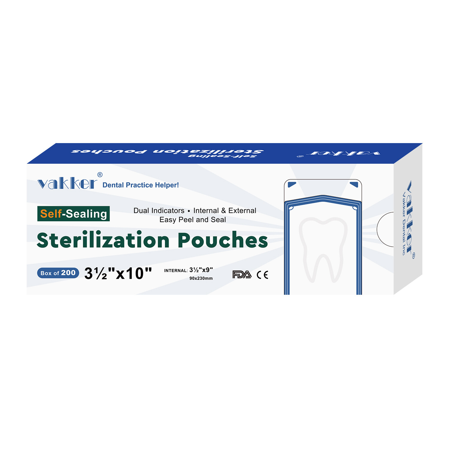 200pcs 3.5″ x 10″ Self Sealing Sterilization Pouches Autoclave, Sterilizer Bag