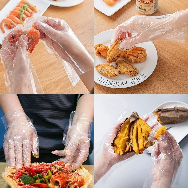 100/200/400pcs Food Grade Disposable Vinyl PVC Gloves for Kitchen Garden