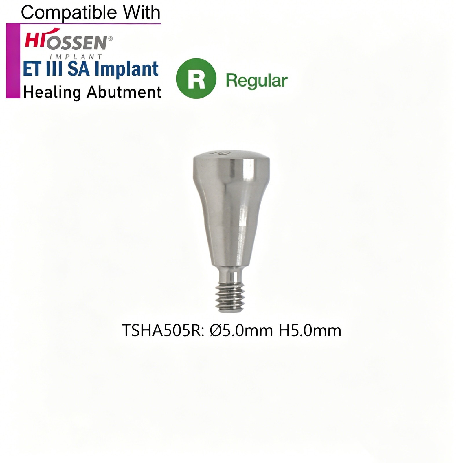 Dental Healing Cap Abutment Regular Platform Compatible Hiossen ET Conical 5.0mm