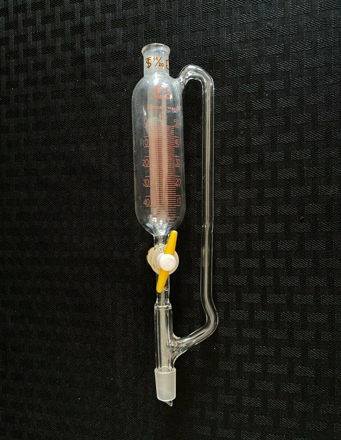 Kontes Glass 50mL 14/20 Joint Graduation Addition Funnel w/ PTFE STPK Modified