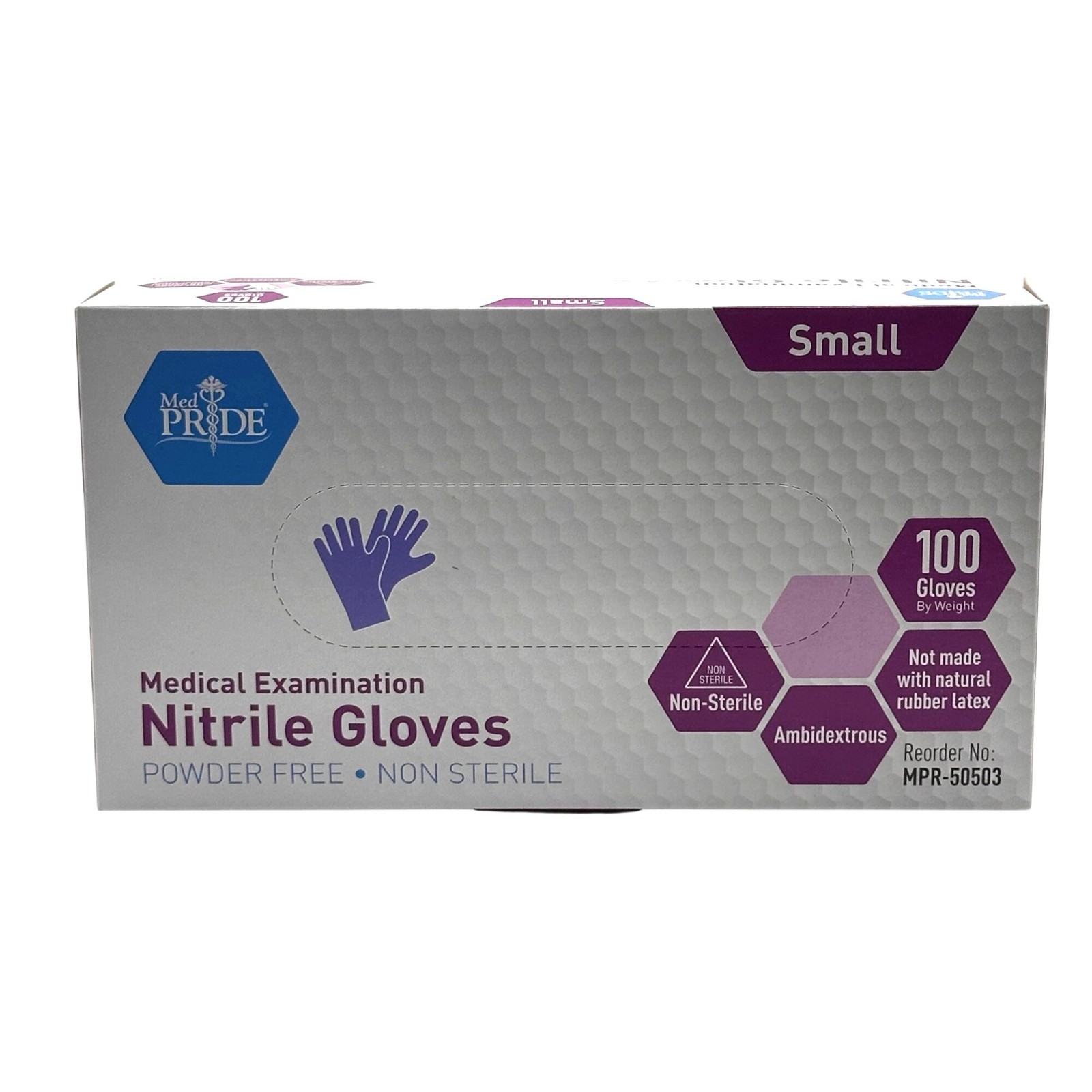 (2-PACK) Small | MedPride Purple Nitrile Powder-Free Exam Gloves non sterile