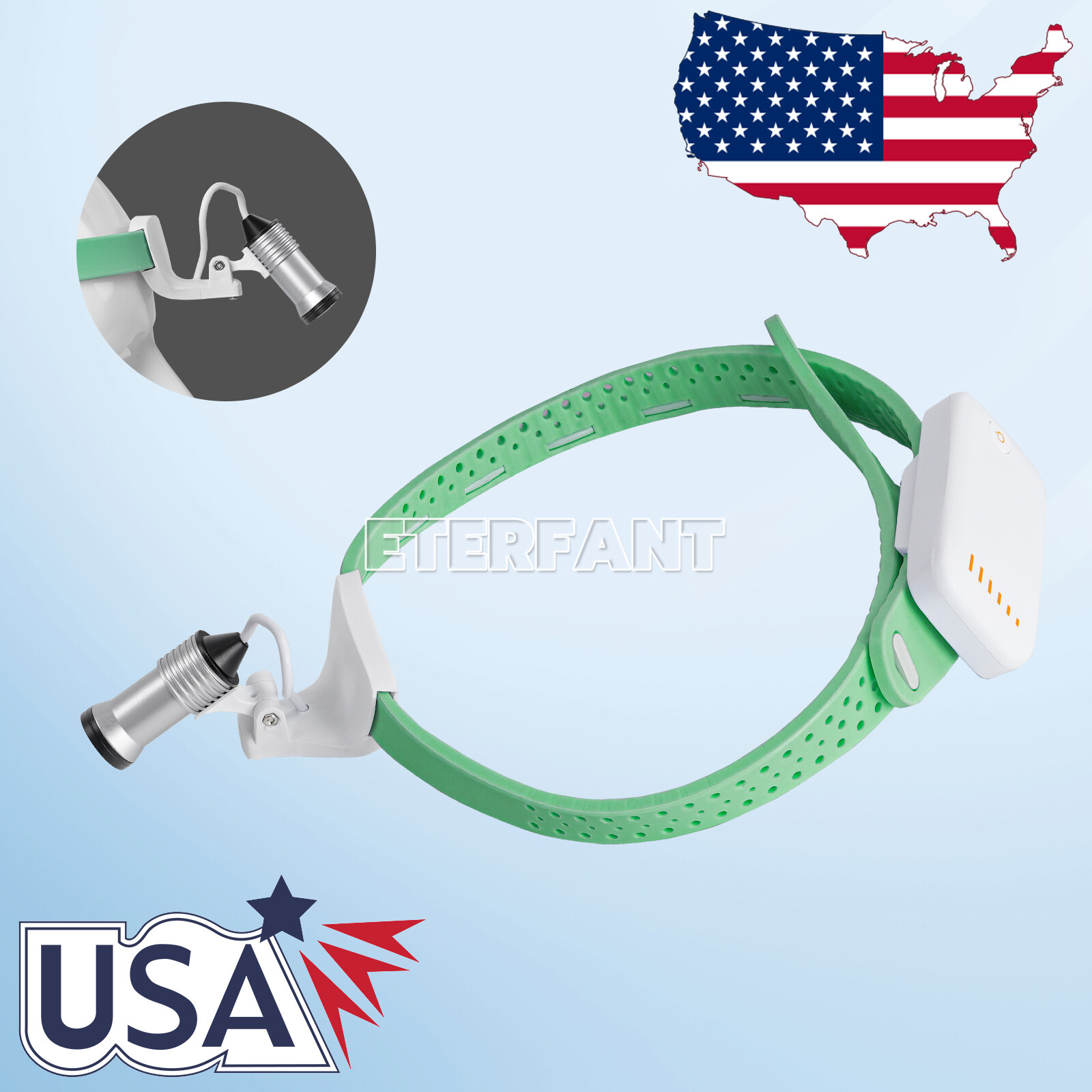 ETERFANT Lightweight Silicone Headlight Lamp Green Dental Surgery Medical 5W LED