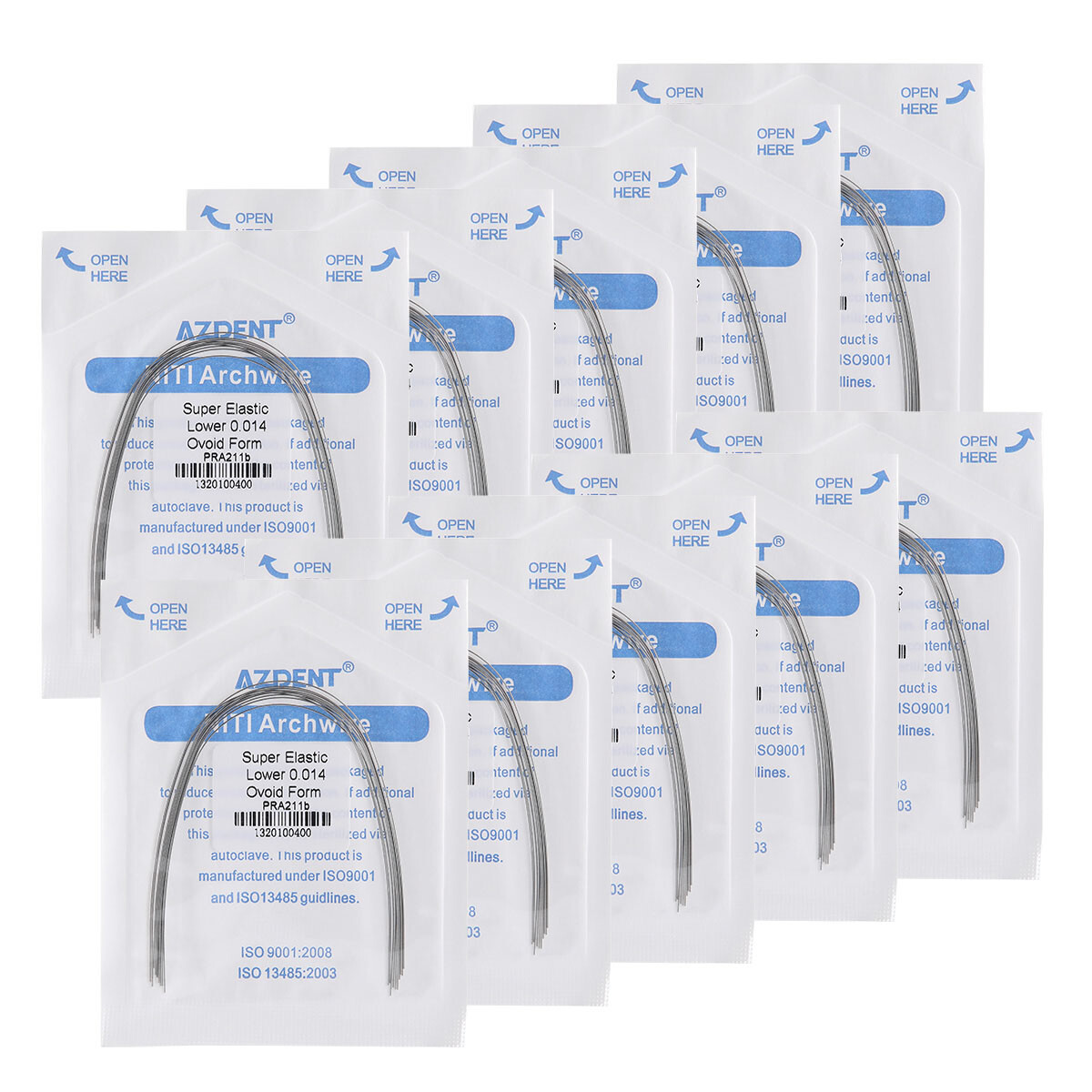 10X AZDENT Dental Ortho Round Arch Wires Super Elastic Niti 012-020 Upper/Lower