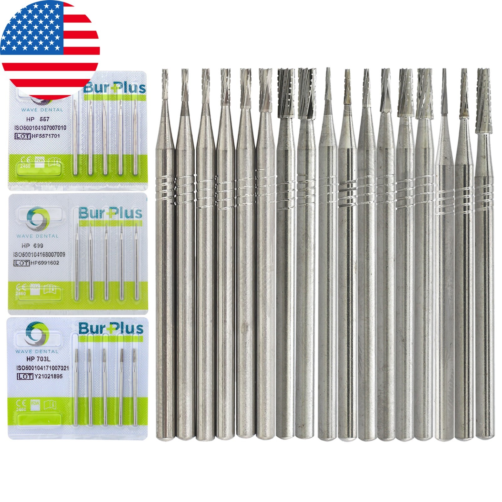 WAVE Dental Carbide Burs Surgical Straight Handpiece Burs HP 557 702 703L 44.5mm
