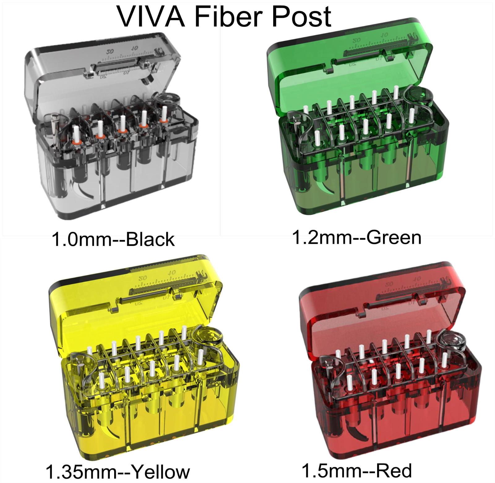 1Box=10pcs Dental Root Canal VIVA Fiber Post Glass Straight 1.0 1.2 1.35 1.5mm