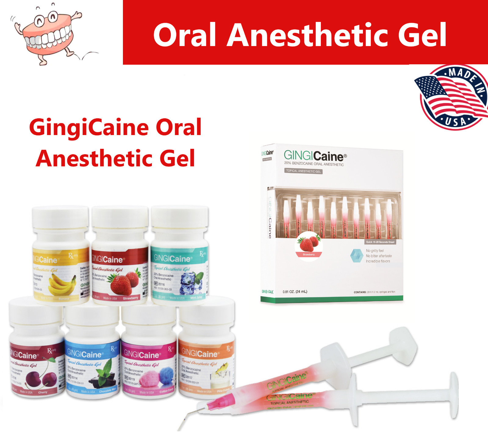 Dental Gingicaine Topical Anesthetic Gel in Syringe USA, Prefilled Syr Exp 11/27