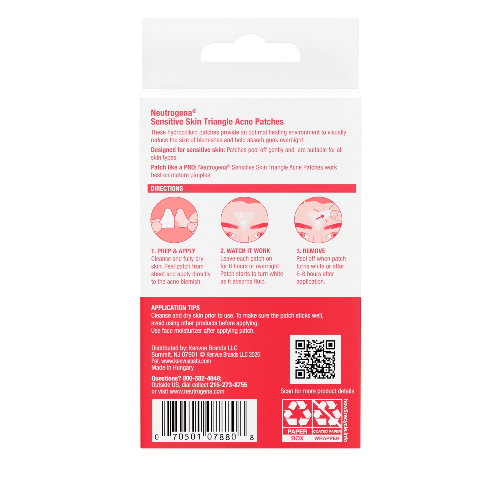 Neutrogena Triangle Acne Patches For Sensitive Skin Small Large Hydrocolloid