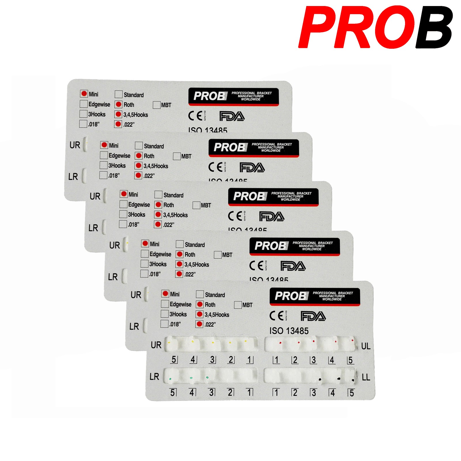 PROB Orthodontic Dental Bracket Ceramic Braces Standard/Mini Roth/MBT 022 3/345H