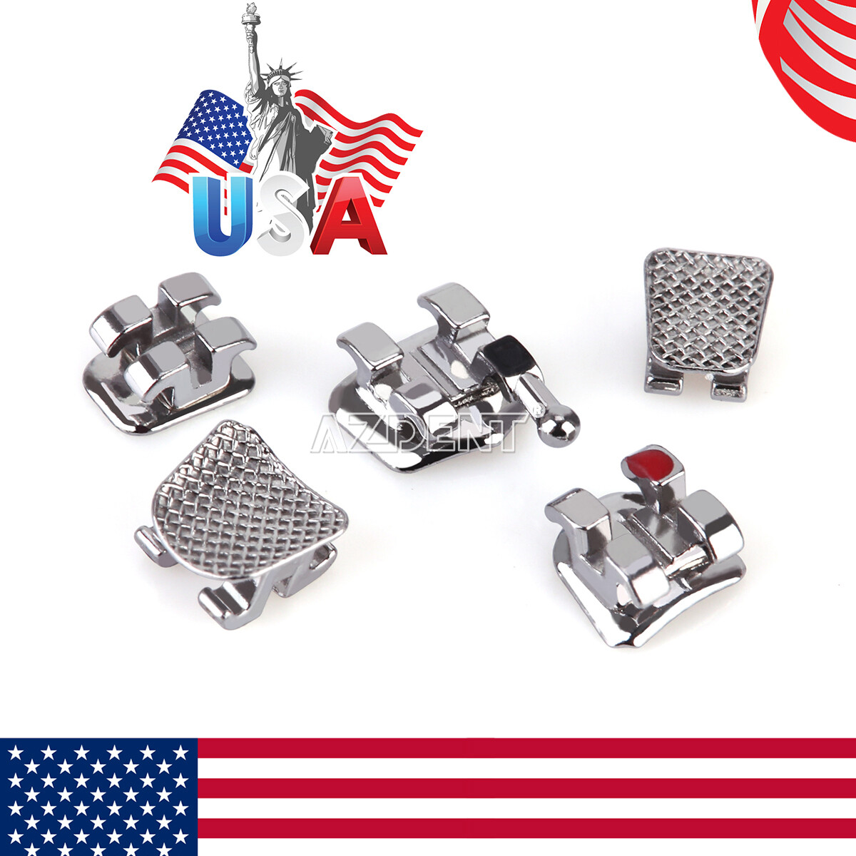 US Dental Orthodontic Bracket Brace Mini /Standard Roth/MBT.022/.018 Hook AZDENT