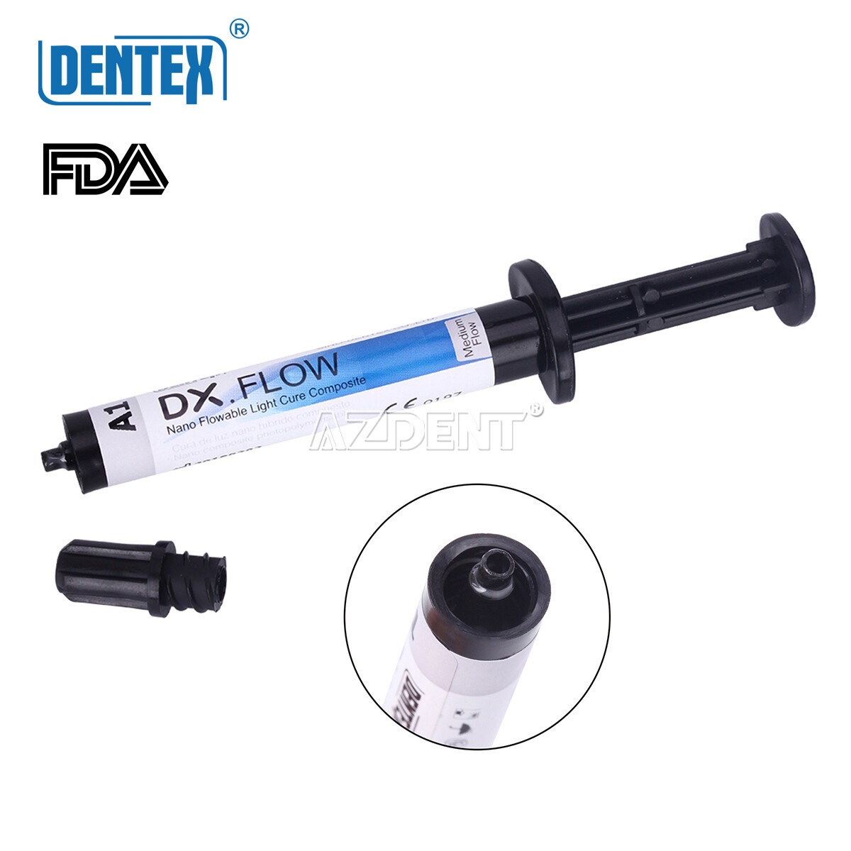 Dental Flujo medio de resina compuesta curado por luz fluida A1/A2/A3 3g/Syring