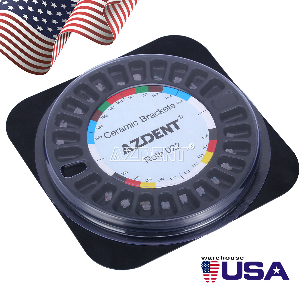 Dental Orthodontic Bracket Braces Roth.022 5*5 3 4 5 Hook Ceramic Mesh Base