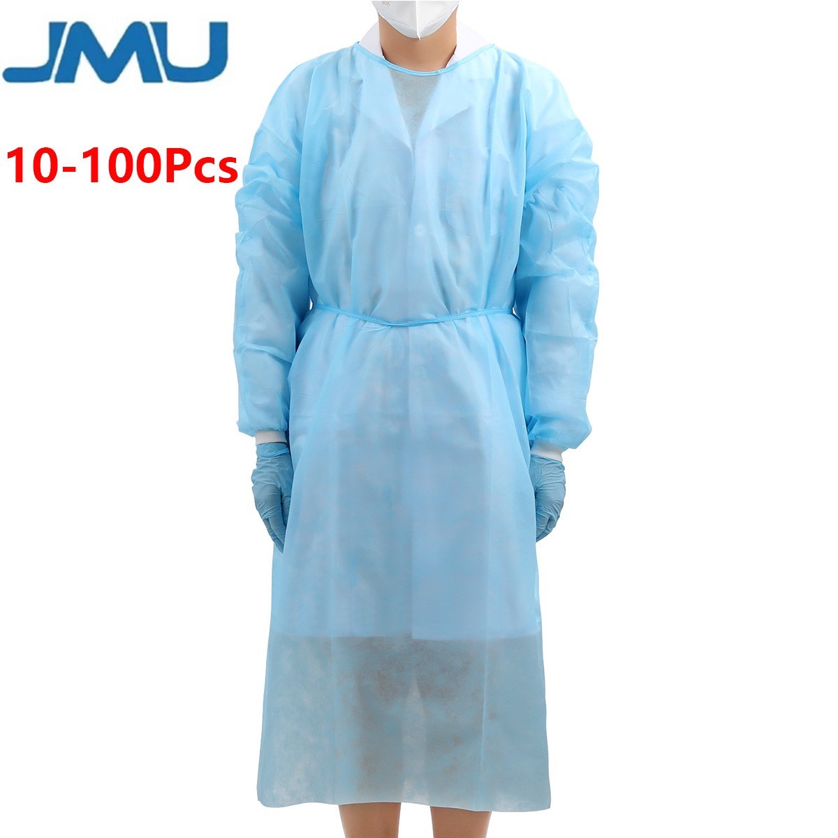 Dental Lab Disposable Isolation Gown Gowns Knit Cuff Long Sleeve Soft Blue