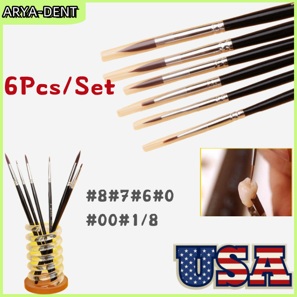 6Pcs Dental Resin Ceramic Porcelain Brush Pen Silicone Composite Adhesive