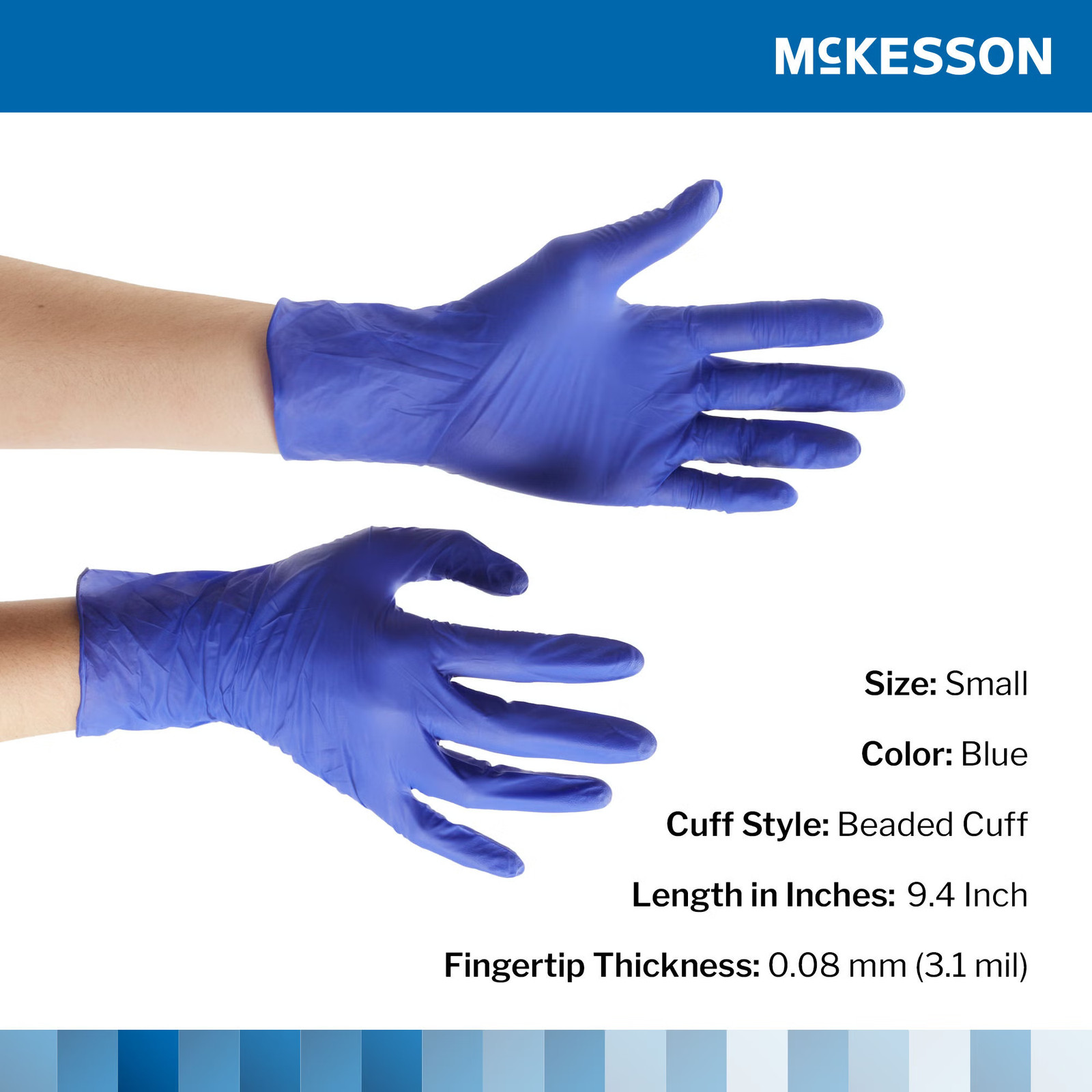 McKesson Confiderm 3.0 Nitrile Exam Glove Standard Cuff Length SMALL 250 per Box