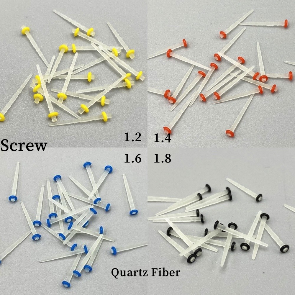 200pcs Dental Quartz Fiber Post Root Canal Pin Screw Restorative 1.2/1.4/1.6/1.8