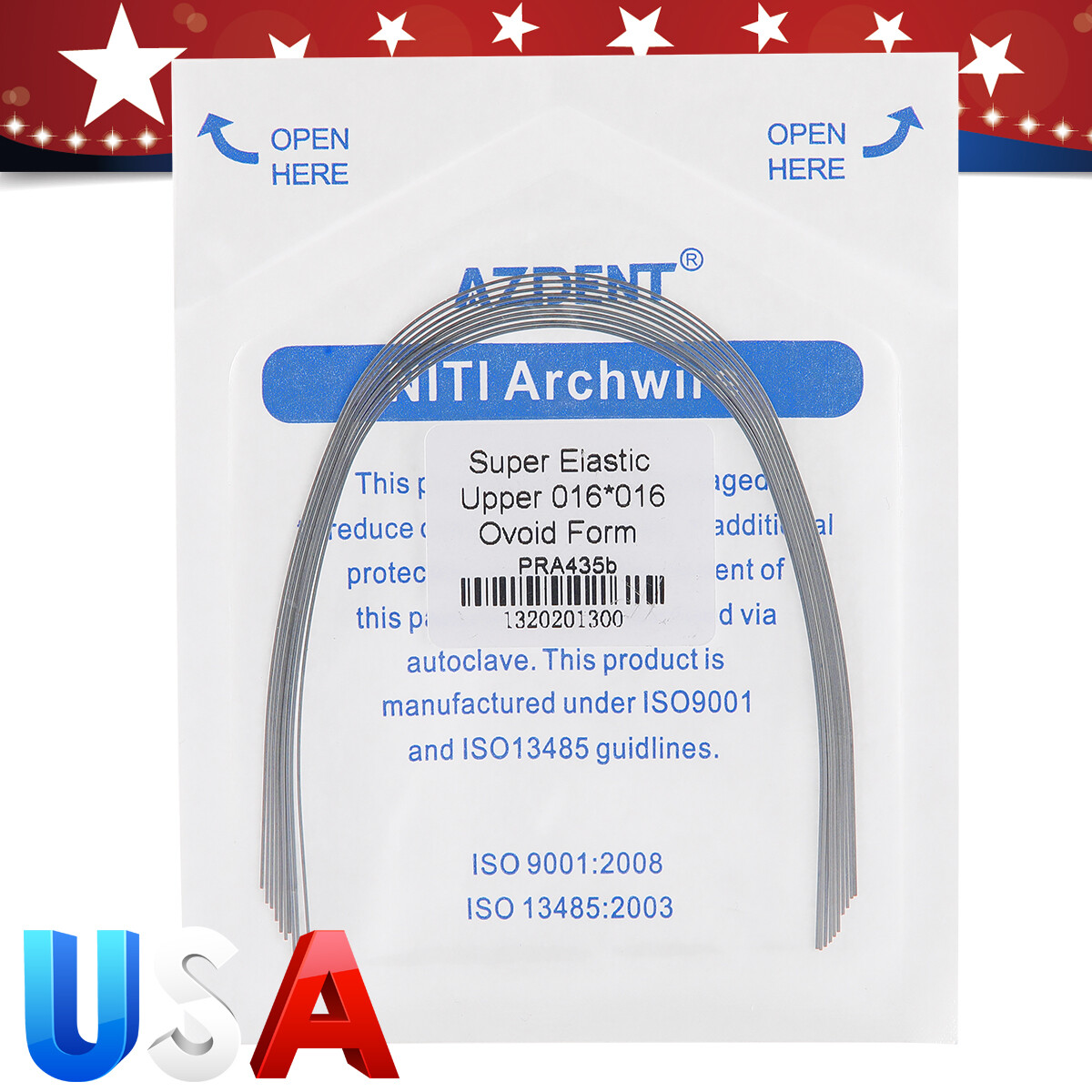 AZDENT Dental Ortho Super Elastic Rectangular Arch Wire Niti Ovoid upper/Lower
