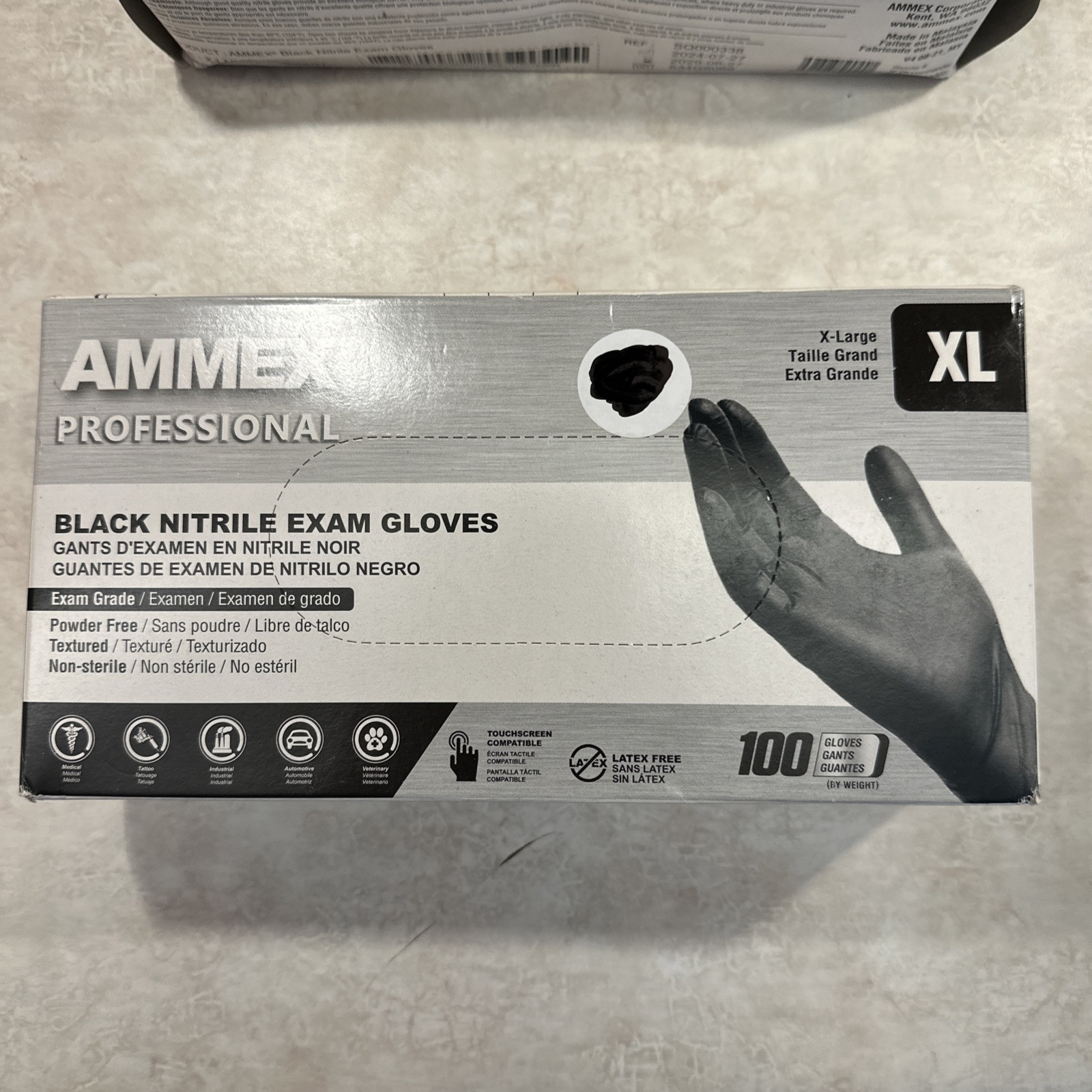 AMMEX Black Nitrile Disposable Exam/Medical Gloves 3 Mil, Latex-Free, Box of 100