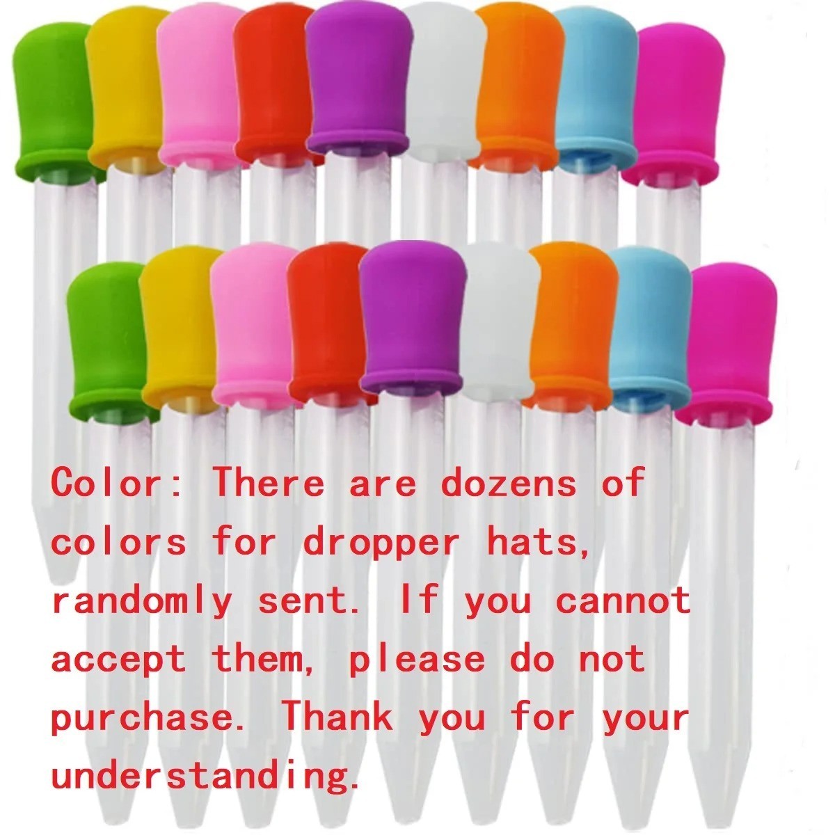 5pc Random Medicine Silicone and Plastic Pipettes Eye Dropper with Bulb Tip 5ml