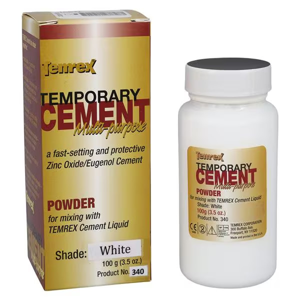 Temrex 340 Zinc Oxide Eugenol Temporary Cement, white Powder Exp 3/29