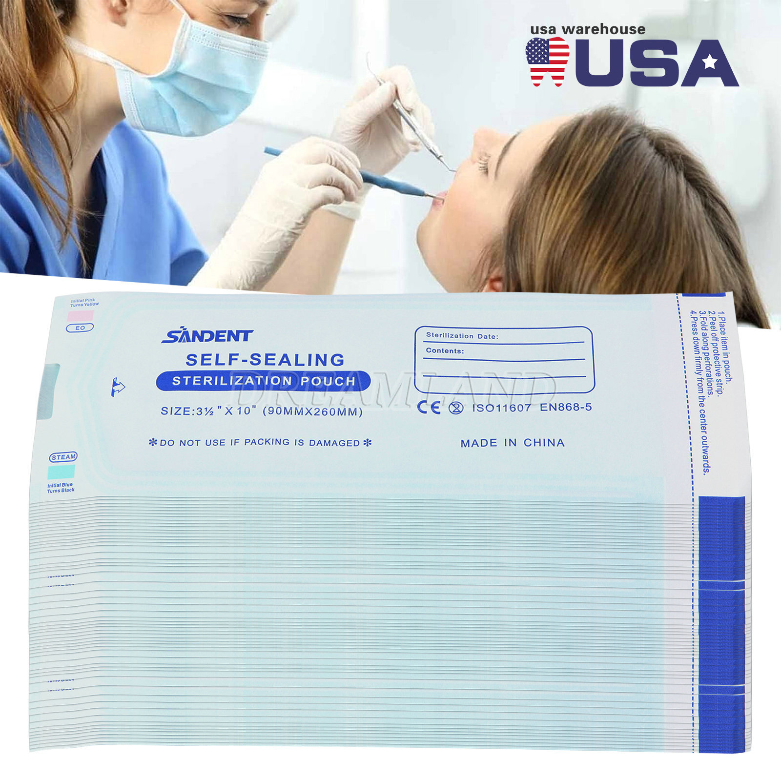 up to 7000 Sterilization Pouches 3.5 ” x 10 ” Dental Self Seal Pouch Bag