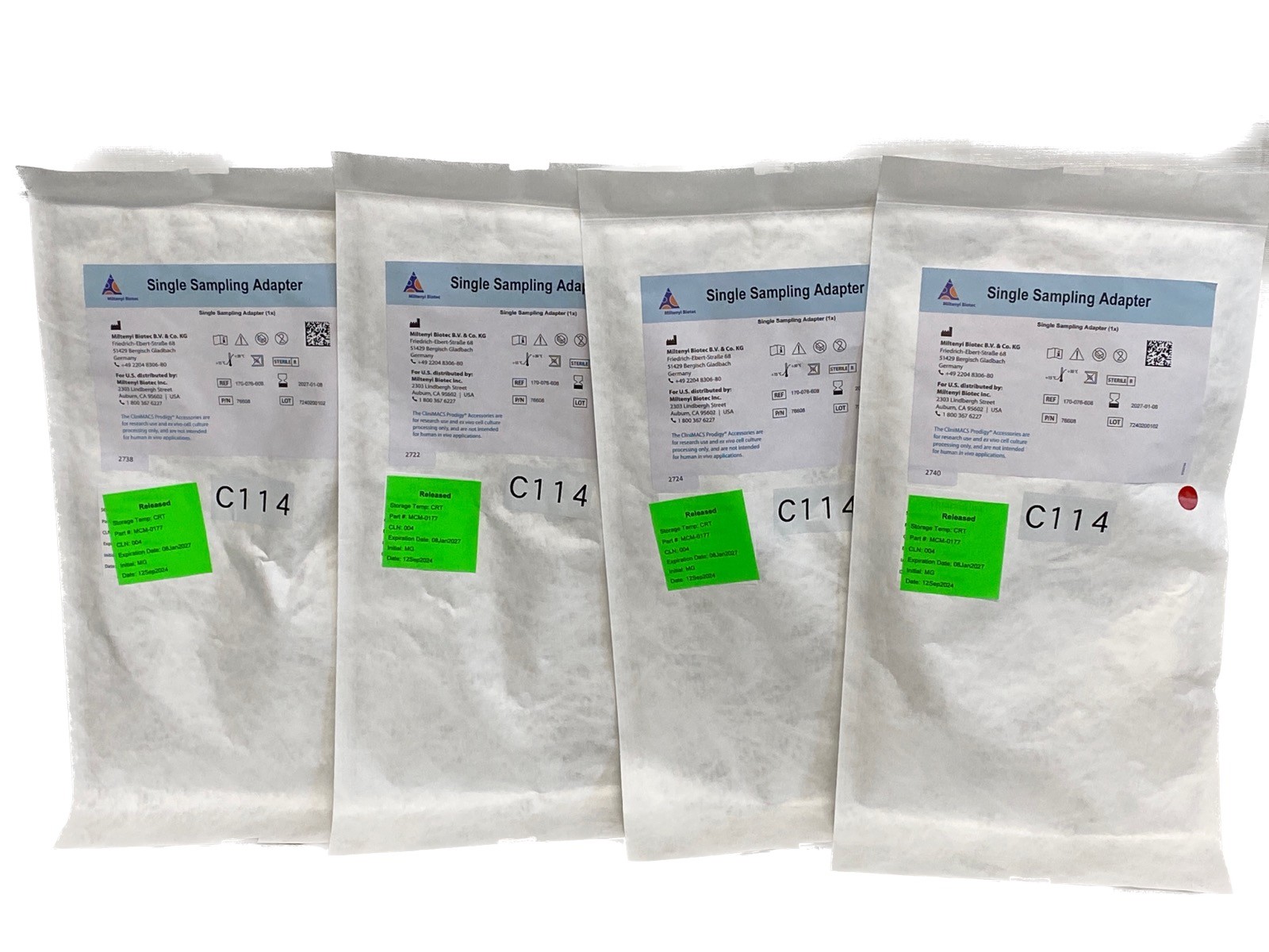 (4) MILTENYI BIOTEC CliniMACS Prodigy Single-Use Sampling Adapters 170-076-608