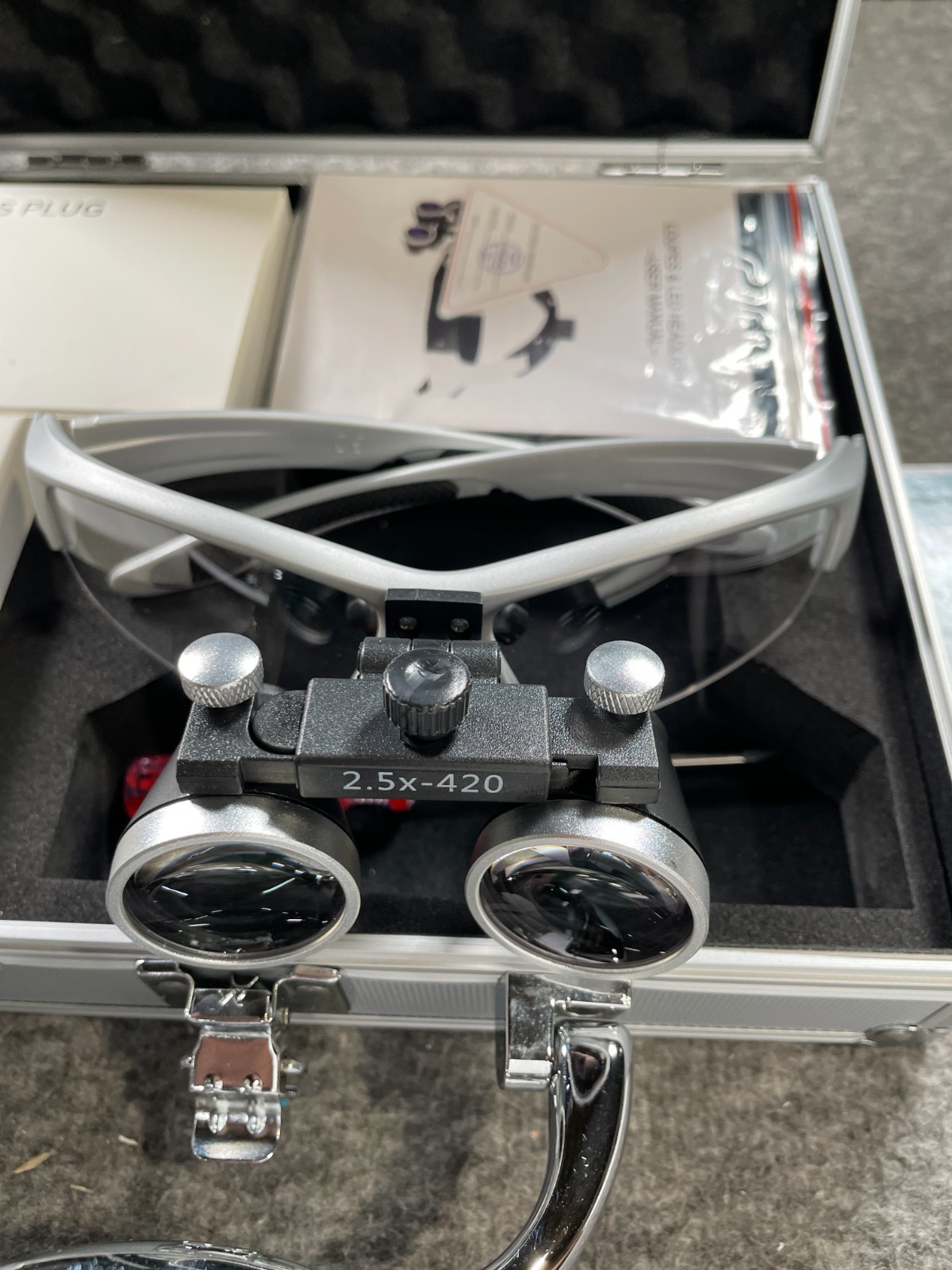 2.5X 420mm Surgical Medical Binocular Loupes w/ LED Head Light Anti-Fog