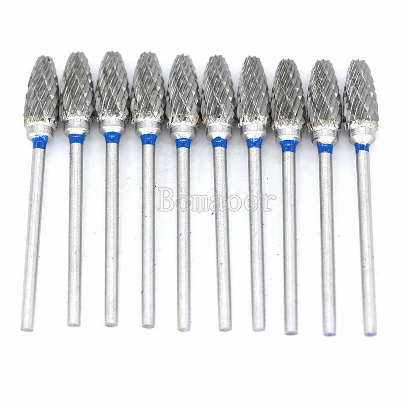10PCs Dental Lab Tungsten Carbide Bur Polisher Drill Cutter HP Shank All Sizes