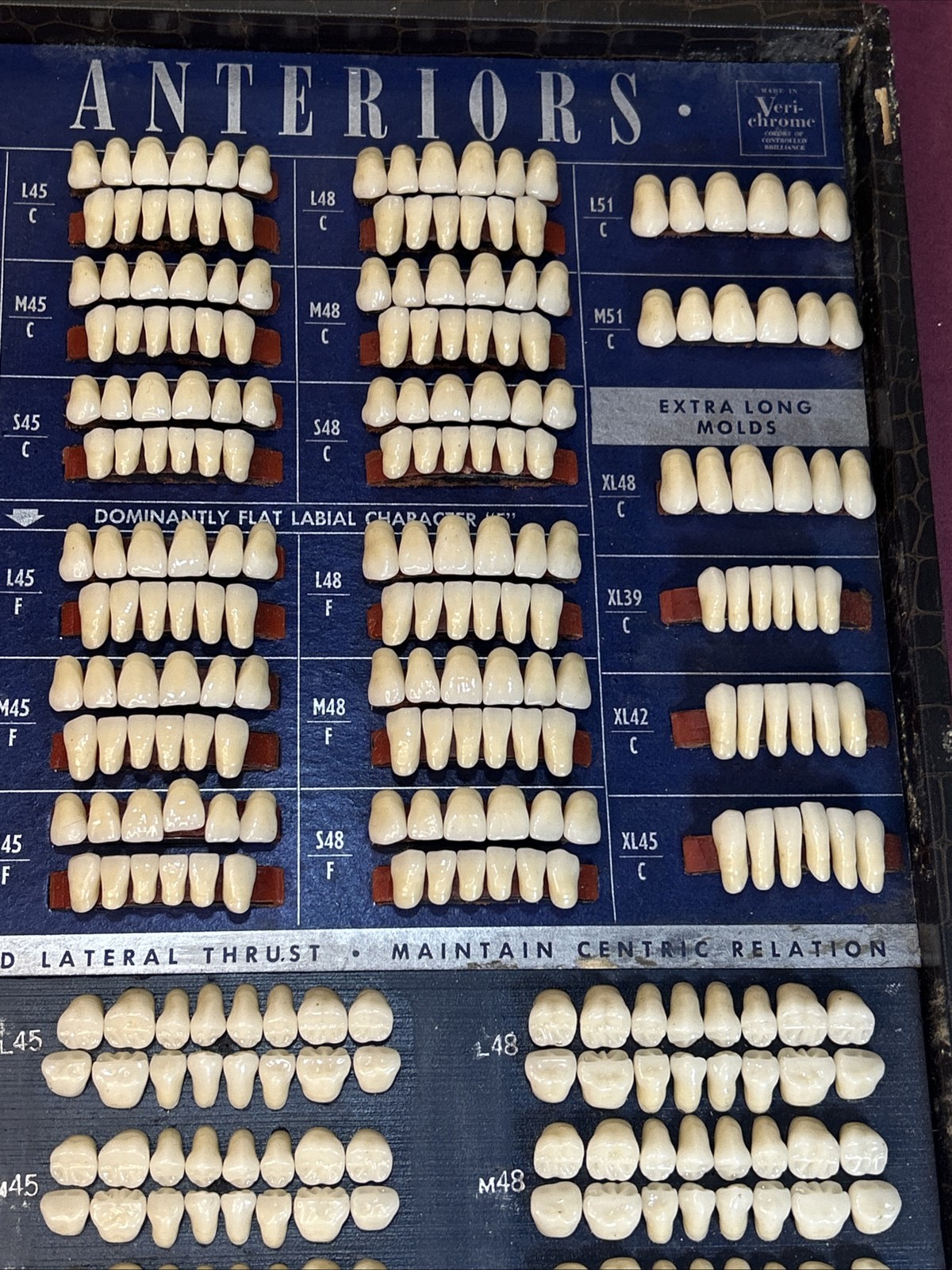 Denture Tooth Five Phase Anteriors Mold Guide Dental Lab -Vintage Veri chrome