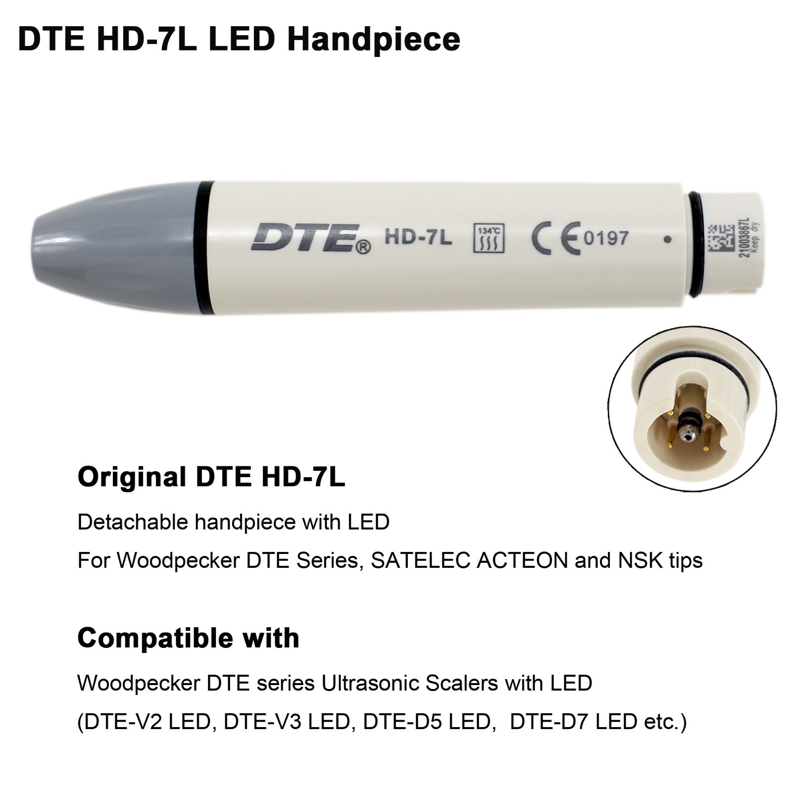 Woodpecker DTE Ultrasonic Scaler HD-7L LED Handpiece ACTEON Piezo Tips DTE-V2 V3