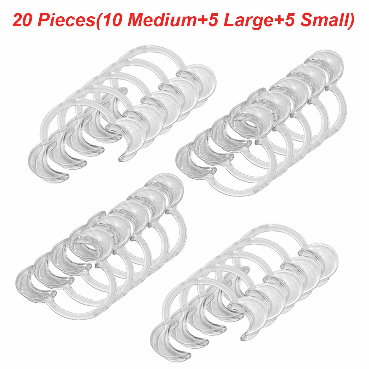 EZGO 20PC 10M+5L+5S C-Shape Teeth Whitening Lip Cheek Retractor Mouth Opener