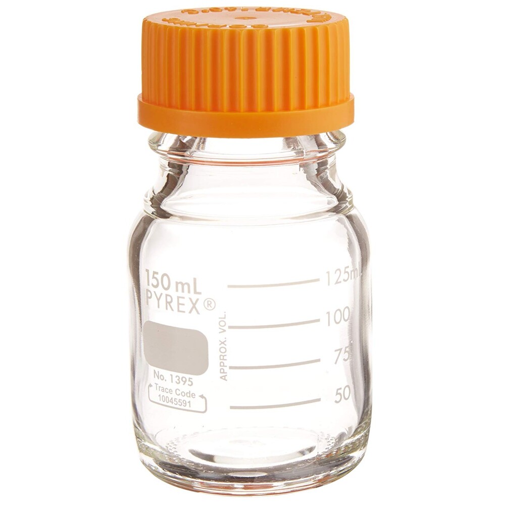 PYREX 1395-150, 150ml Round Media Storage Bottles, GL45 Screw Cap (Case of 10)