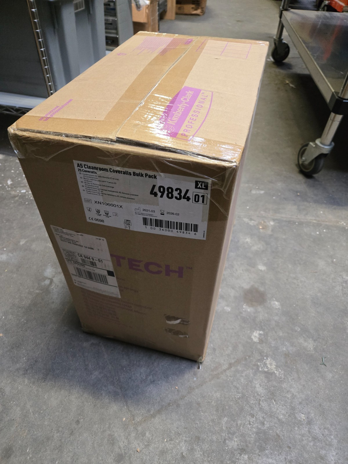 25pc Kimtech 49834 A5 Cleanroom Coveralls XL X-LARGE