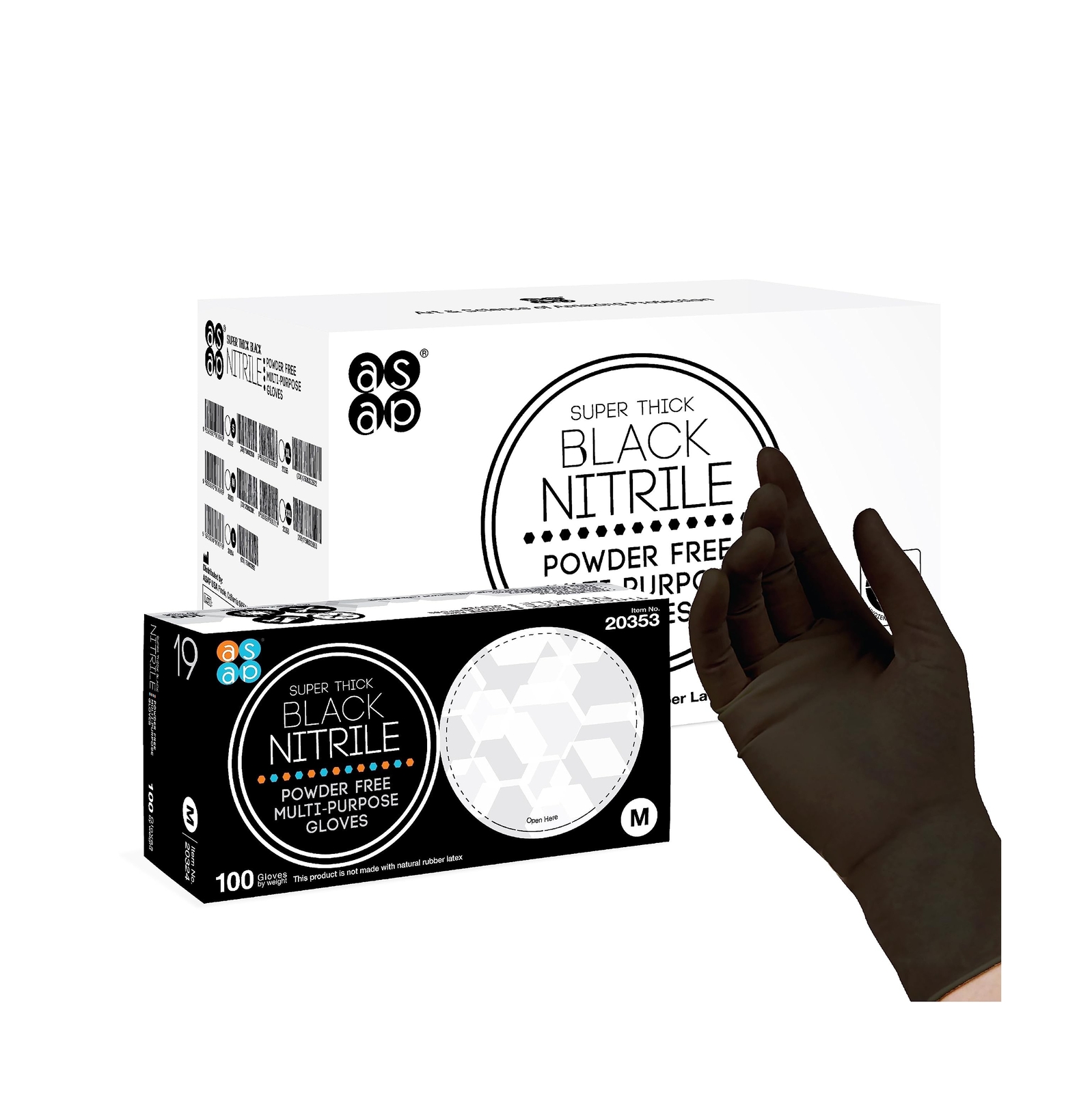 ASAP Black Nitrile Powder Free Industrial Multi-Purpose Gloves, Disposable, 5…
