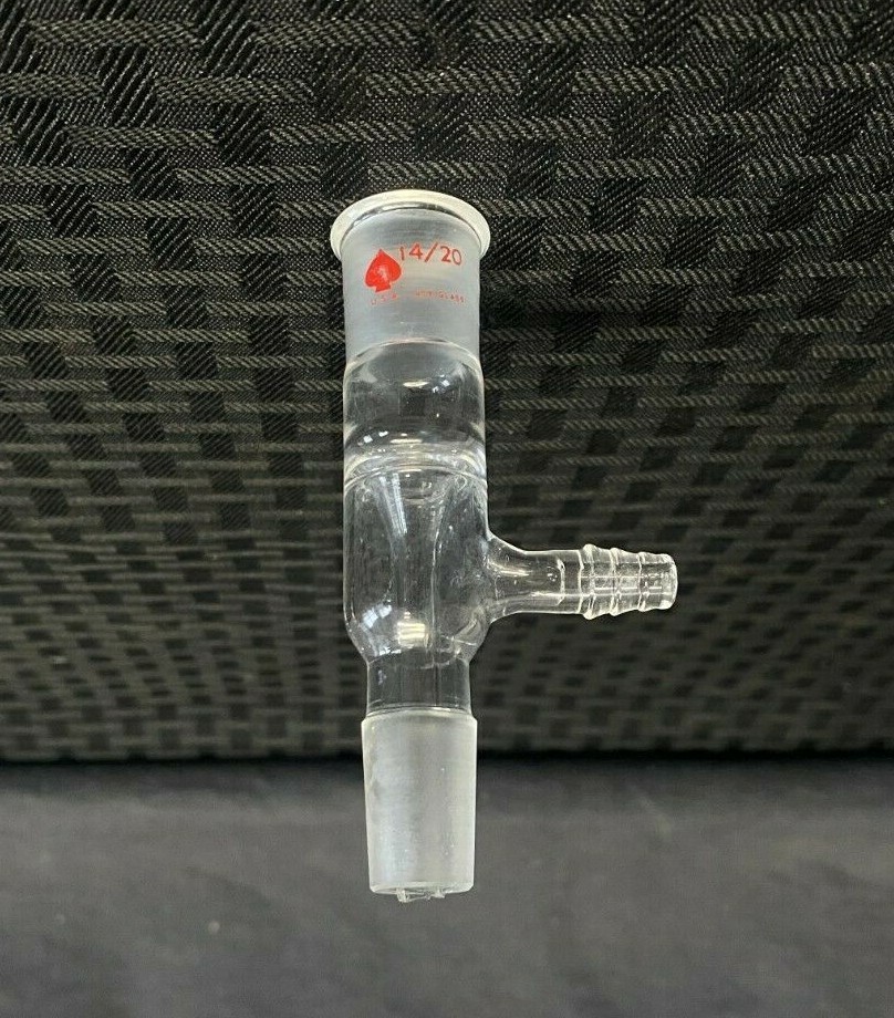 Ace Glass 14/20 Joint Vacuum Adapter w/ Size B Hose Connection, 9123-06 Damaged