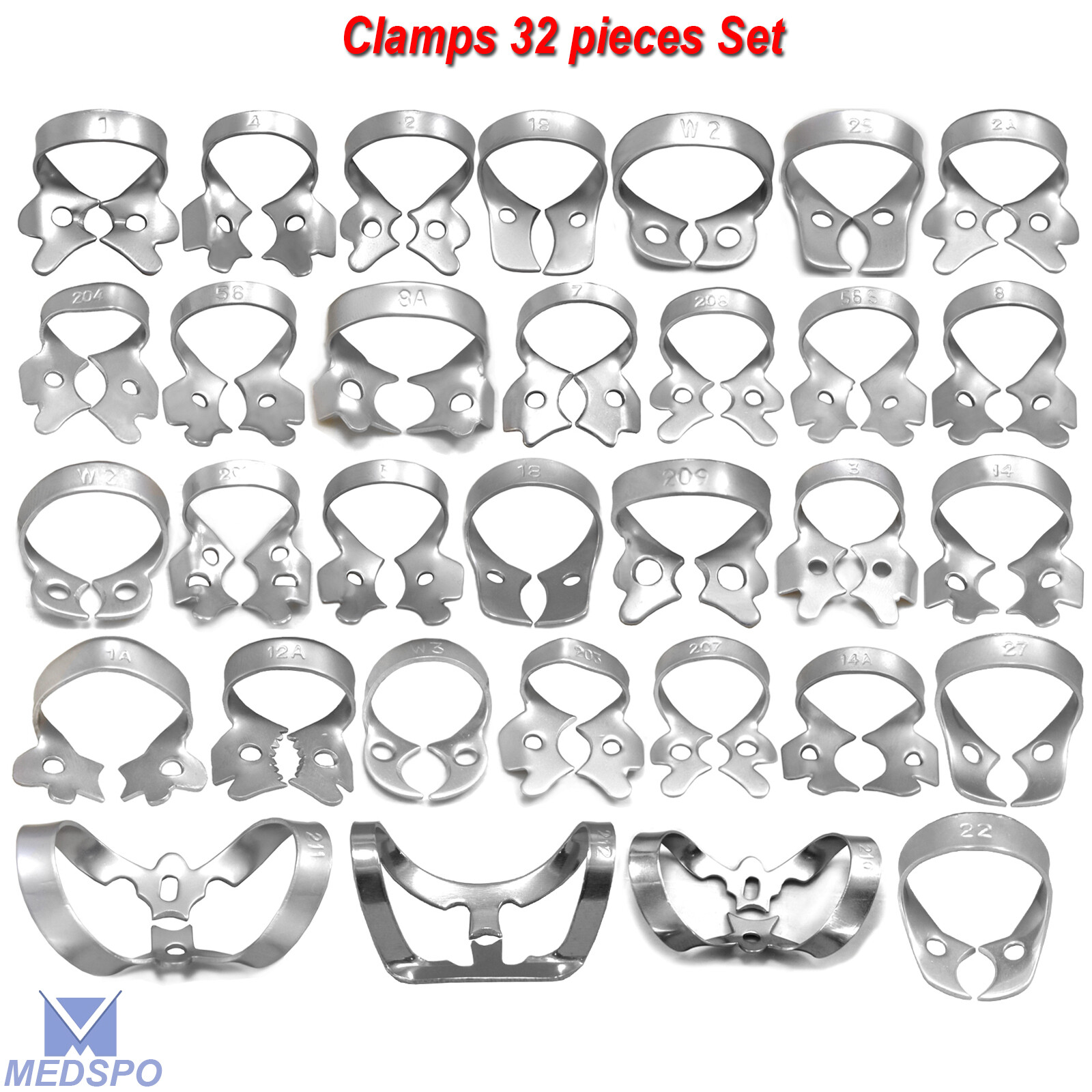 Dental Endodontic Rubber Dam Clamps Restorative Brinker Tissue Retractor 32 PCS