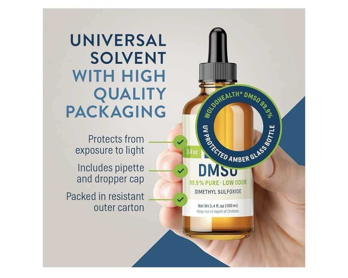 DMSO (Dimethyl Sulfoxide) 99.9% Pharmaceutical Grade 3.38Oz – Glass Bottle wi…