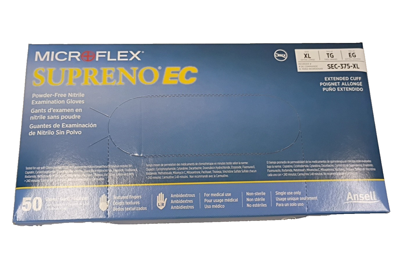 Microflex SafeGrip SG-375-XL Powder Free Latex Gloves, 50/Box, XL MFG:2020