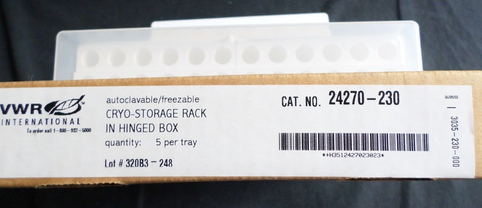 (5) VWR Cryo-Storage Freezer Rack in Hinged Boxes Autoclavable, 3035-230-000