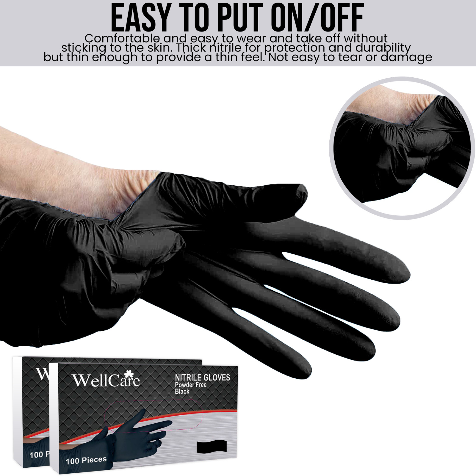 Black Nitrile Industrial Disposable Gloves 4.5Mil, Latex/Powder Free 200-1000 Ct