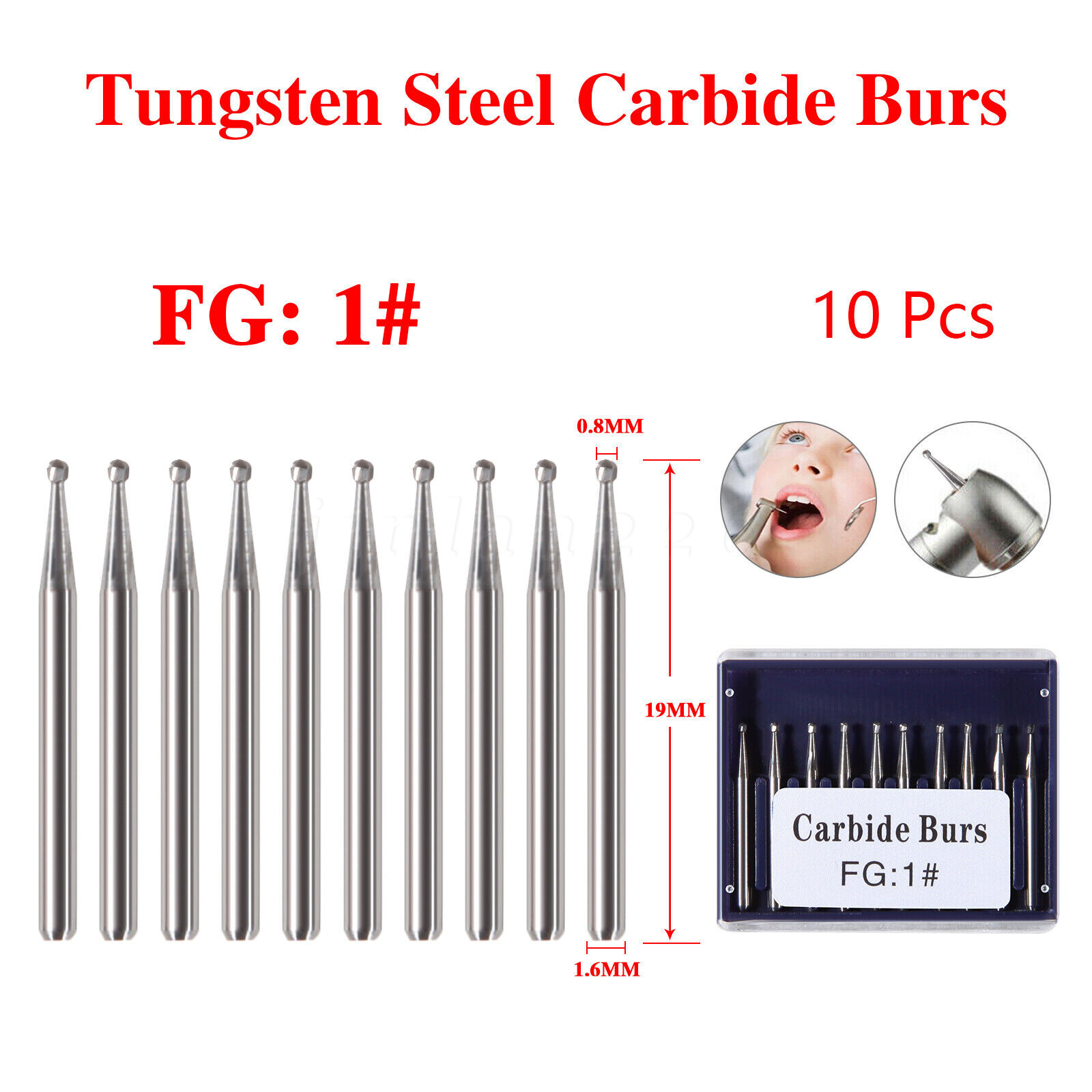 Dental Round Carbide Burs Tungsten Steel For High/ Low Speed Handpiece FG RA HP