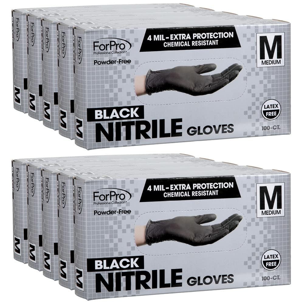 ForPro Professional Collection Disposable Nitrile Gloves, Chemical Resistant, Po