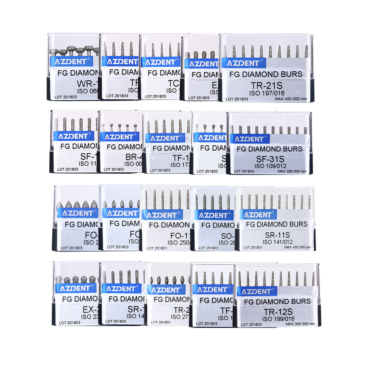 AZDENT Dental Super Coarse Diamond Burs Drills FG For High Speed Handpiece