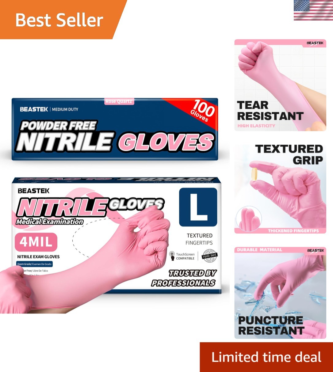 Allergy-Free Disposable Exam Gloves – 100Ct Nitrile, Food-Safe, Pull-On Style
