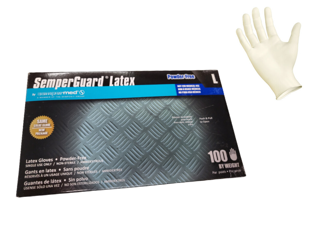 SemperGuard 4.5mil thick Latex Gloves, Disposable, PF – 50 or 100 count✔